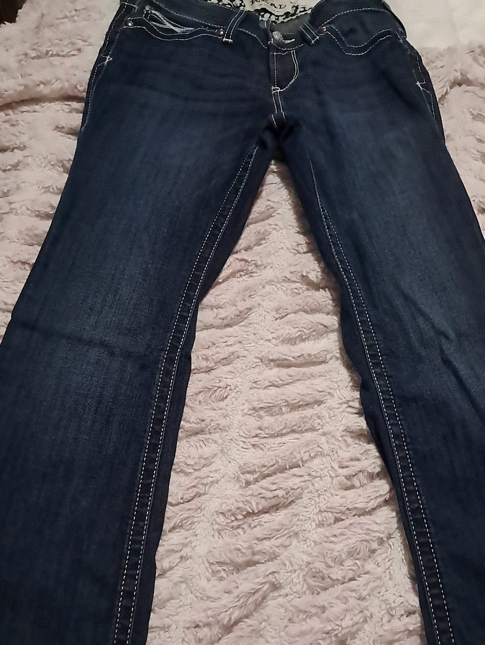 Ariat Navy Bootcut Jeans with White Contrast Stitching